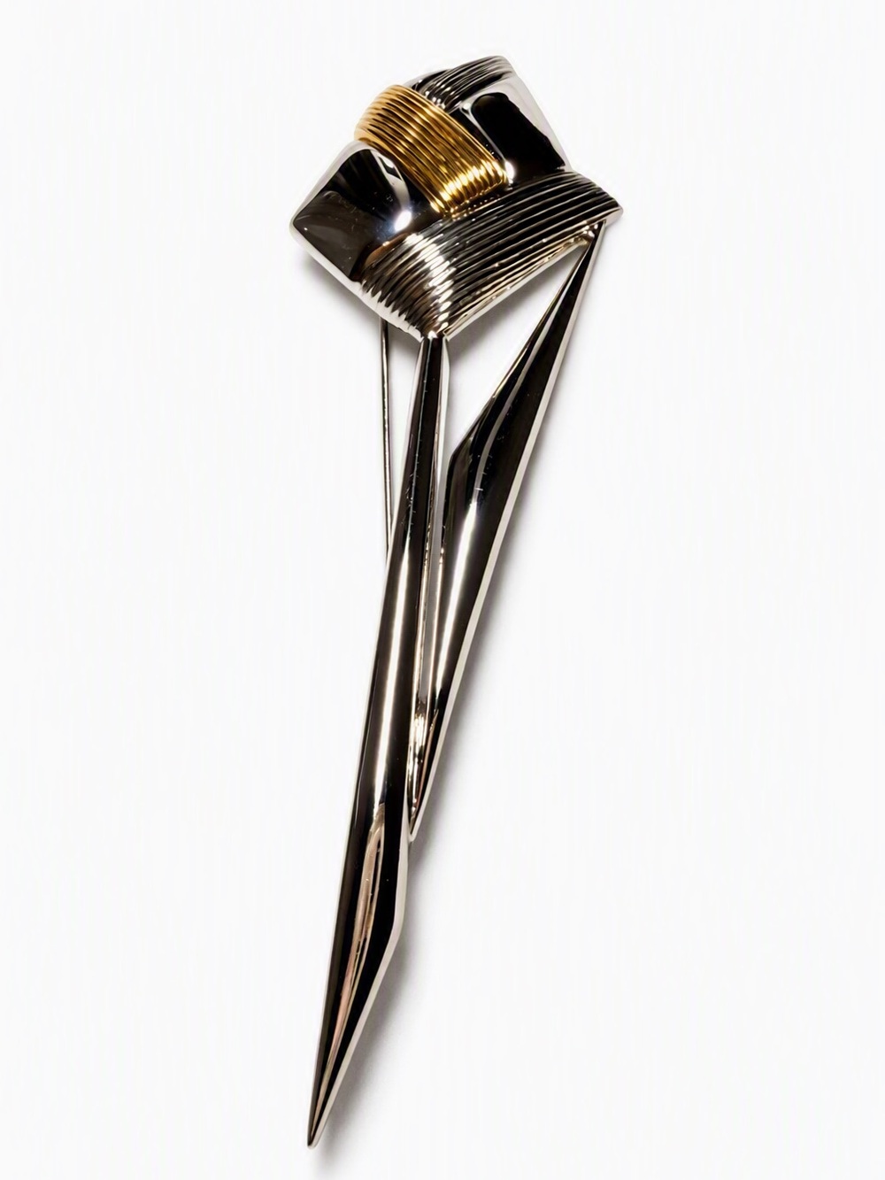 RARE Vintage 1989 COURREGES PARIS Modernist Two-Tone Statement Brooch